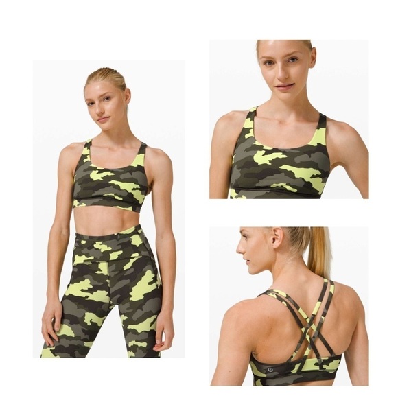 lululemon athletica Other - Lululemon Energy Bra *Medium Support, B–D Cup in camo crispin green - size 10